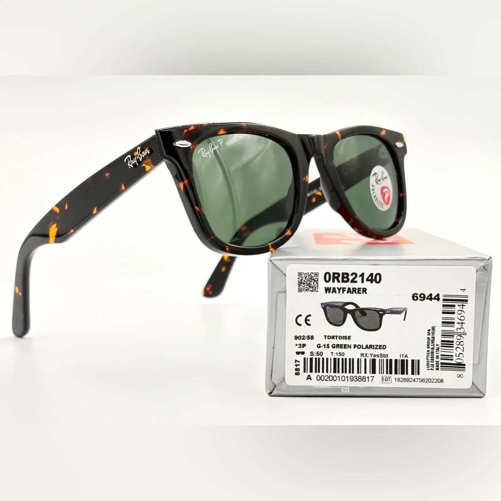 Polarized Ray Ban Tortoise Frame G-15 Glass Lens Wayfarer RB2140  50-22-150 - Picture 6 of 6